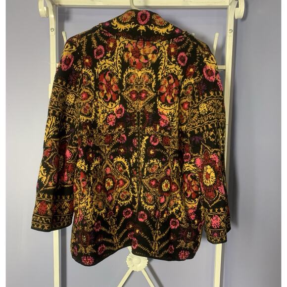 Moth by Anthropologie Paisley Intarsia Boho Cardigan Knit Sweater Size L - Picture 4 of 7